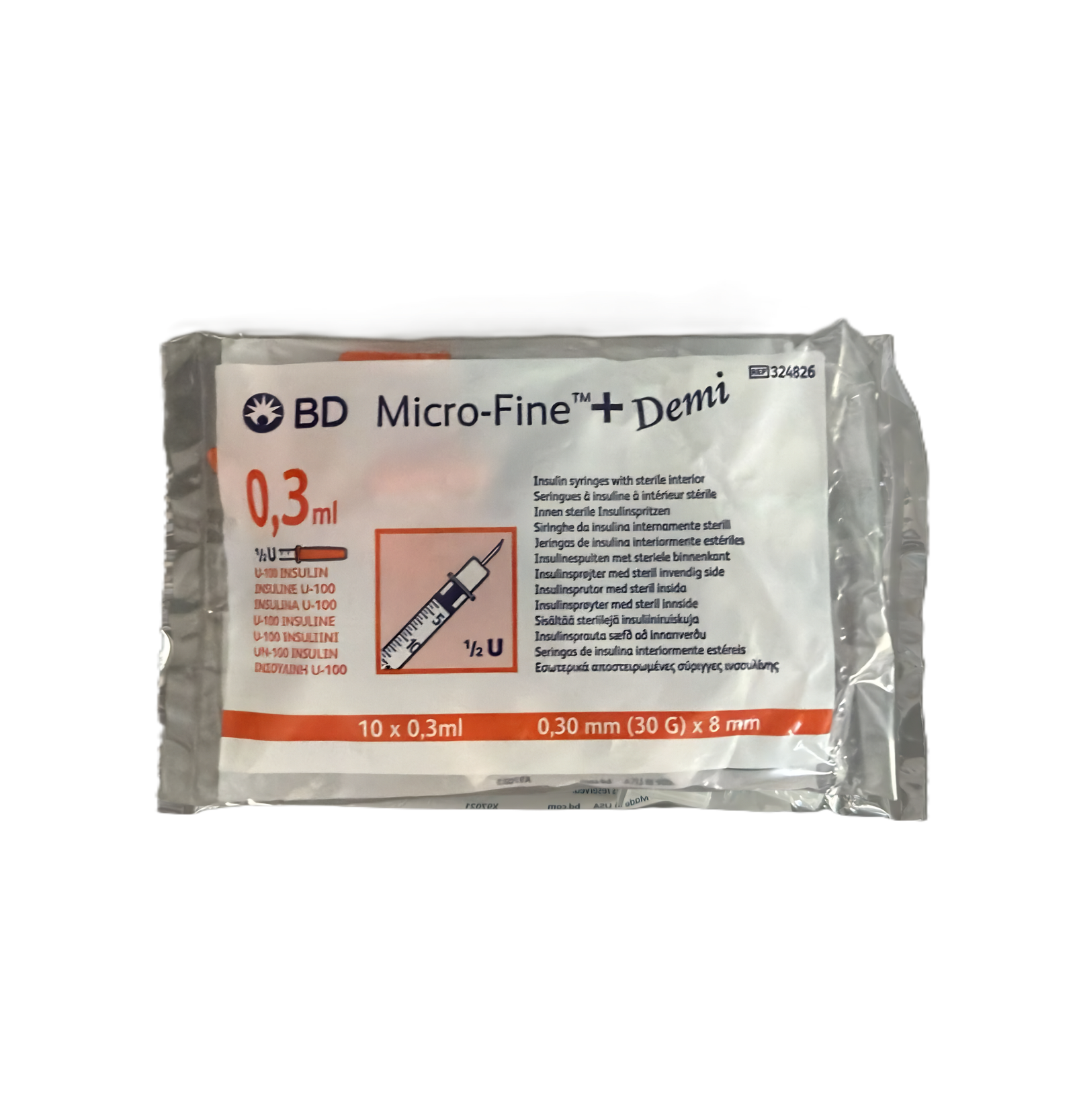 BD Micro-Fine Plus Demi 0.3 mL 30G × 8 mm (10 Pack)